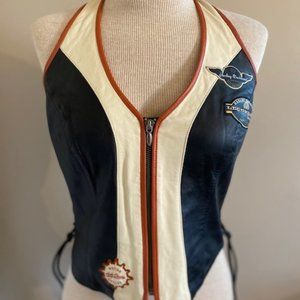 Harley Davidson Leather Halter Top Size Small.